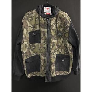 Fatal Crew Camo Jacket Men’s 2XL Black Green Zip Up Double Pockets Streetwear